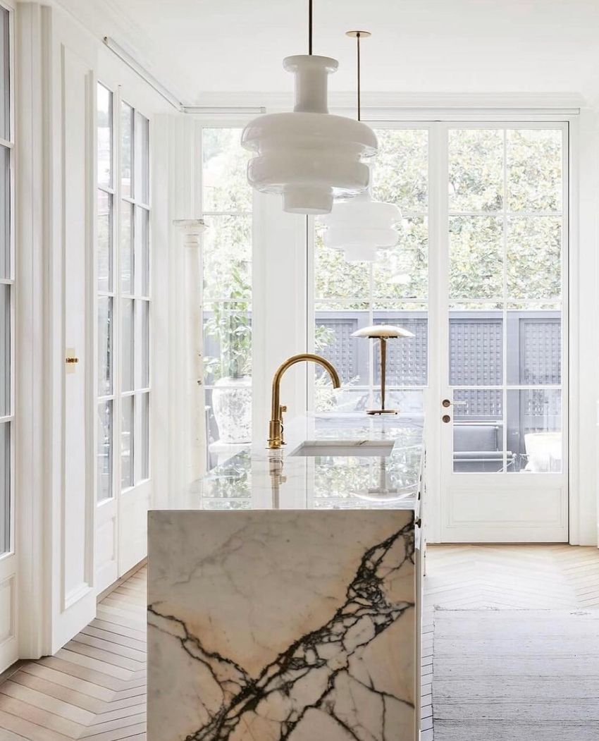 Modern Kitchen design marble island jeremiah brent