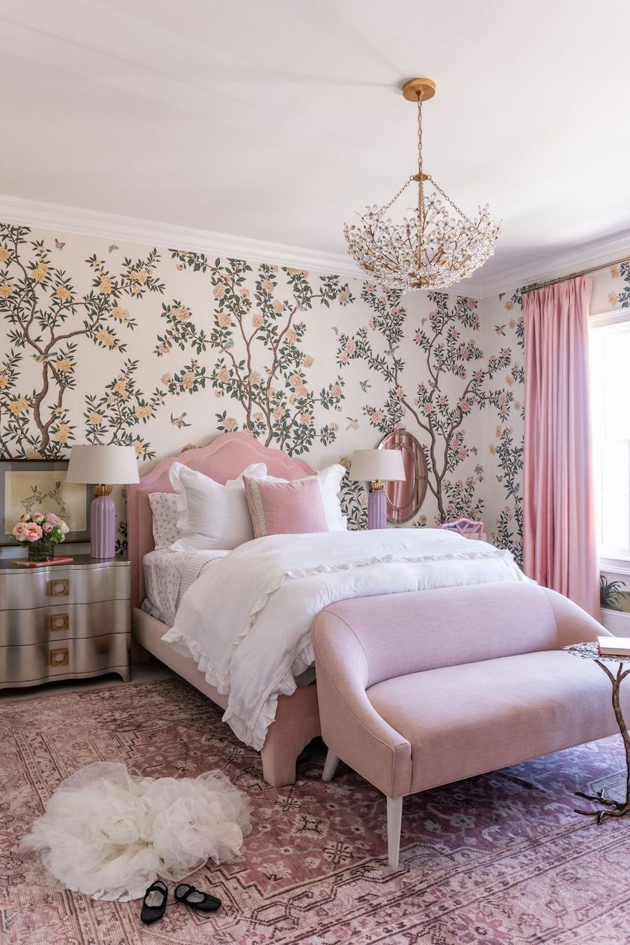 Girl Bedroom Decor Floral wallpaper via Rachel Parcell