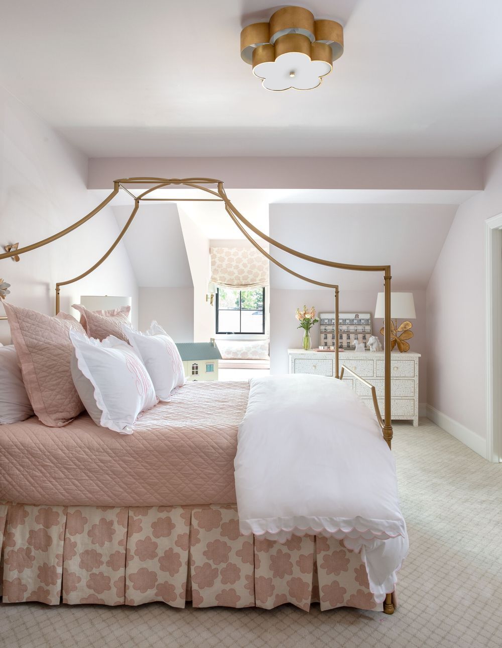 Girls room decor ideas Gold Canopy Bed Becki Griffin Curious Details