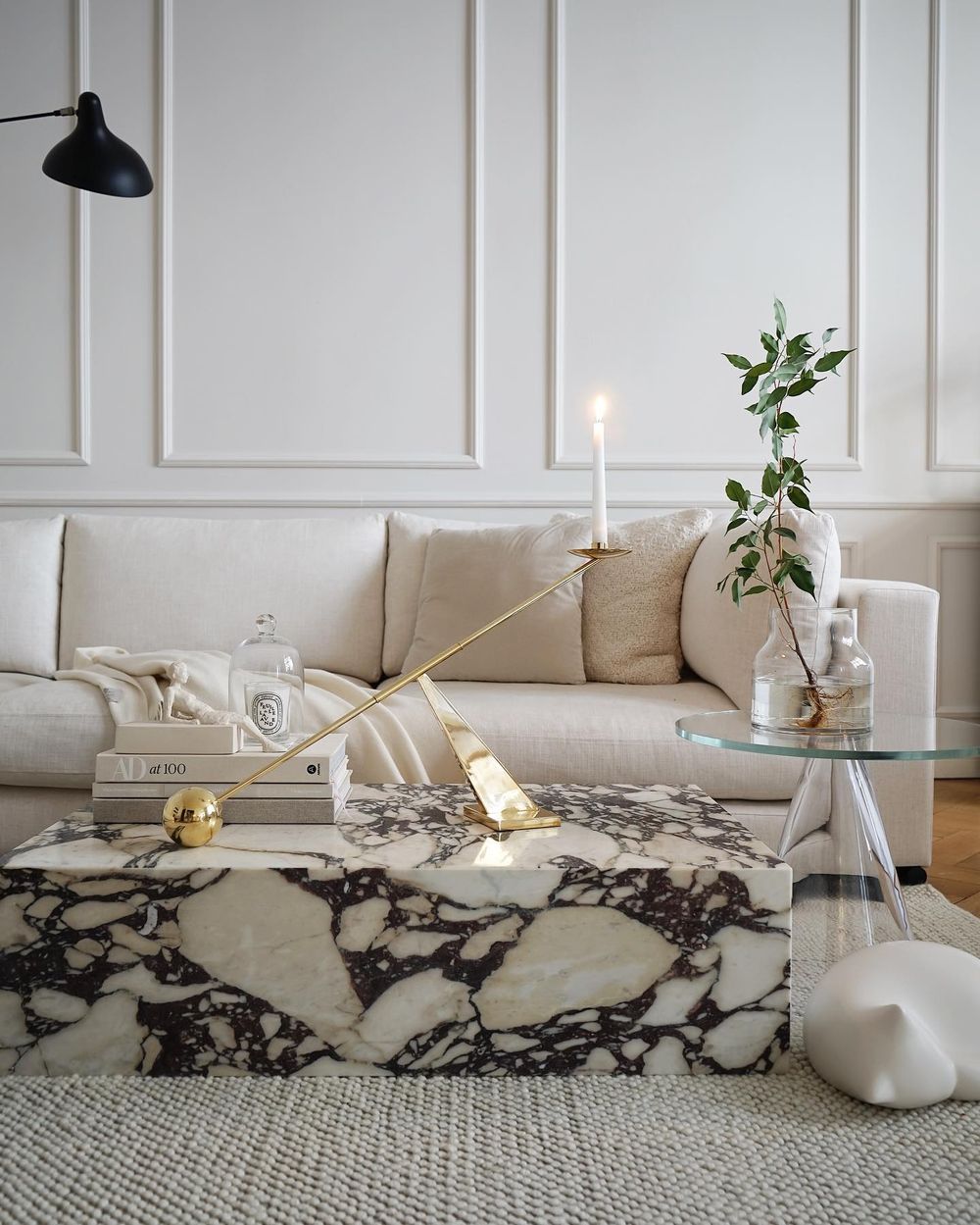 Marble block coffee table scandinavian living room design tthese_beautiful_thingss