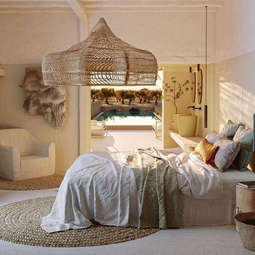 Mediterranean bedroom ideas Jute Rug @candomoibiza