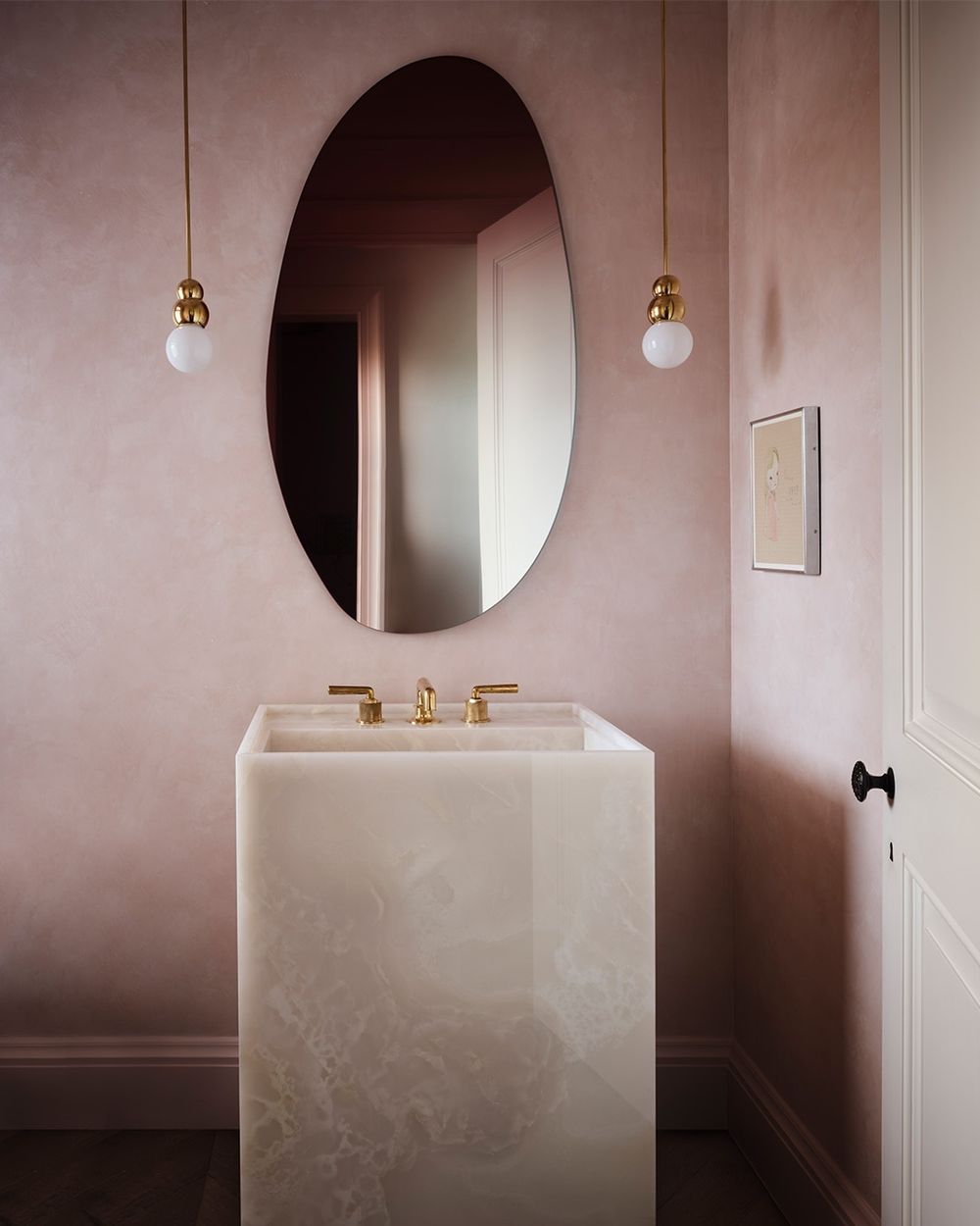 Pink bathroom ideas onyx sink by Nicole Hollis