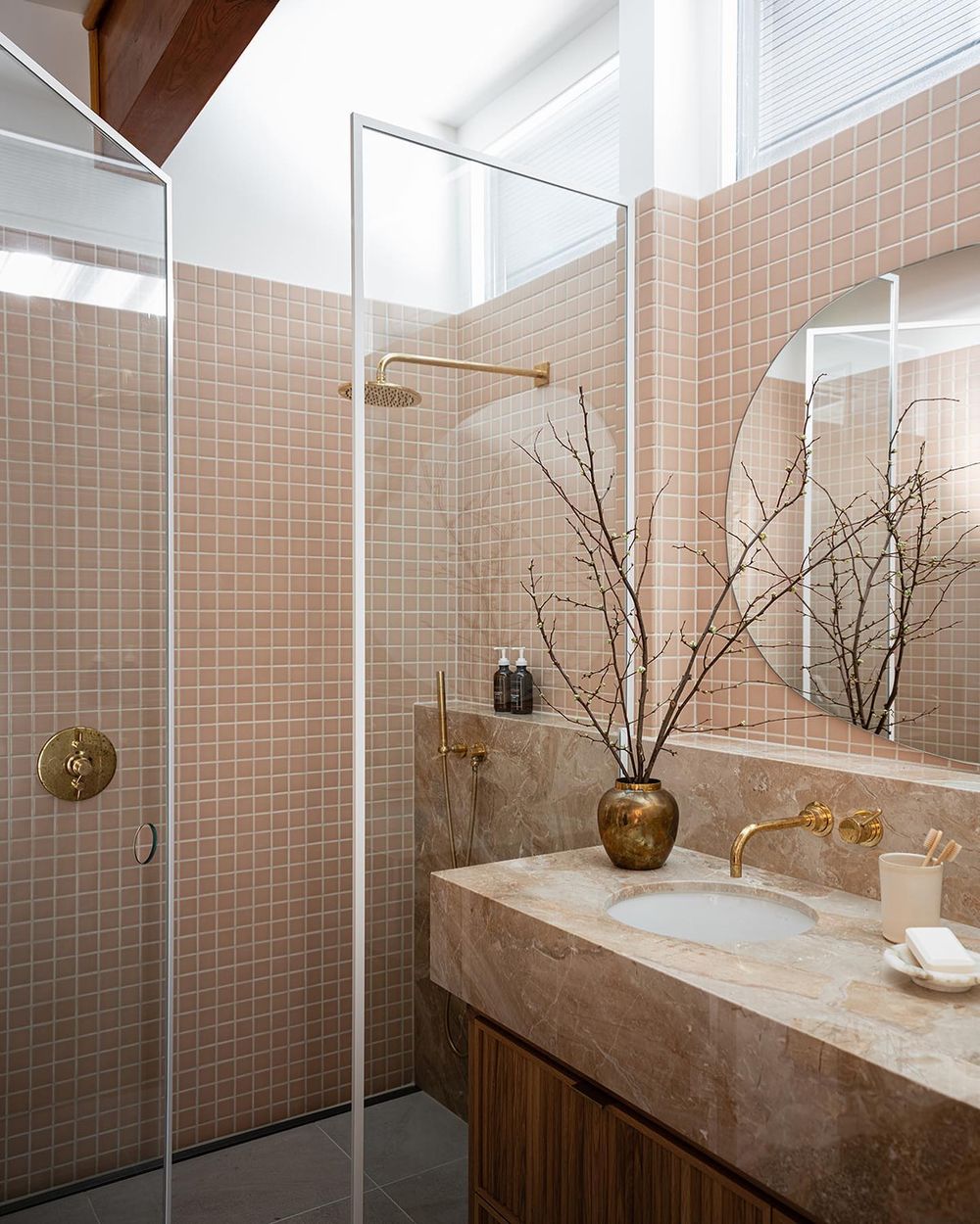 Pink bathroom tiles lisastatondesign