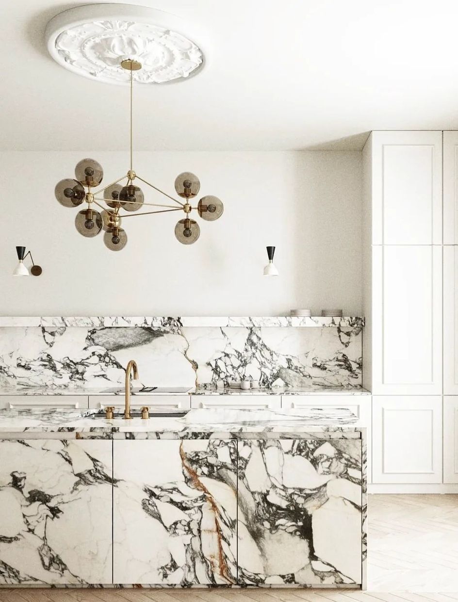 Marble kitchen islands @anthology_creative_studio