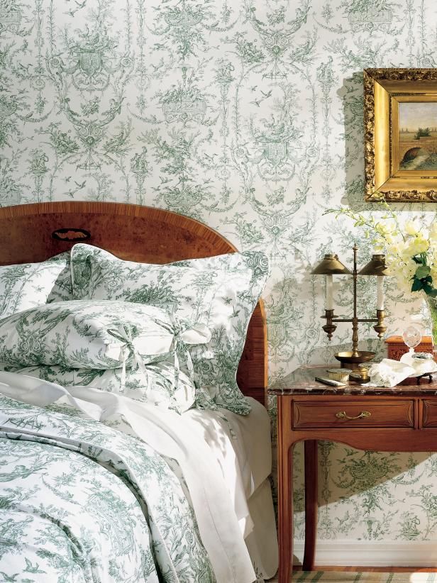 Toile de Jouy wallpaper bedroom Thibault Design