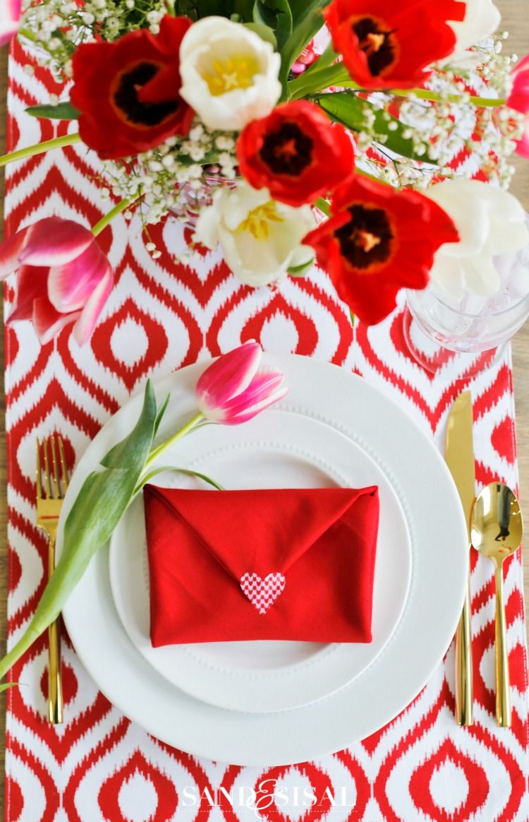 Valentines Day Home Decor Dining Room Table Setting Love Letter Fold sandandsisal
