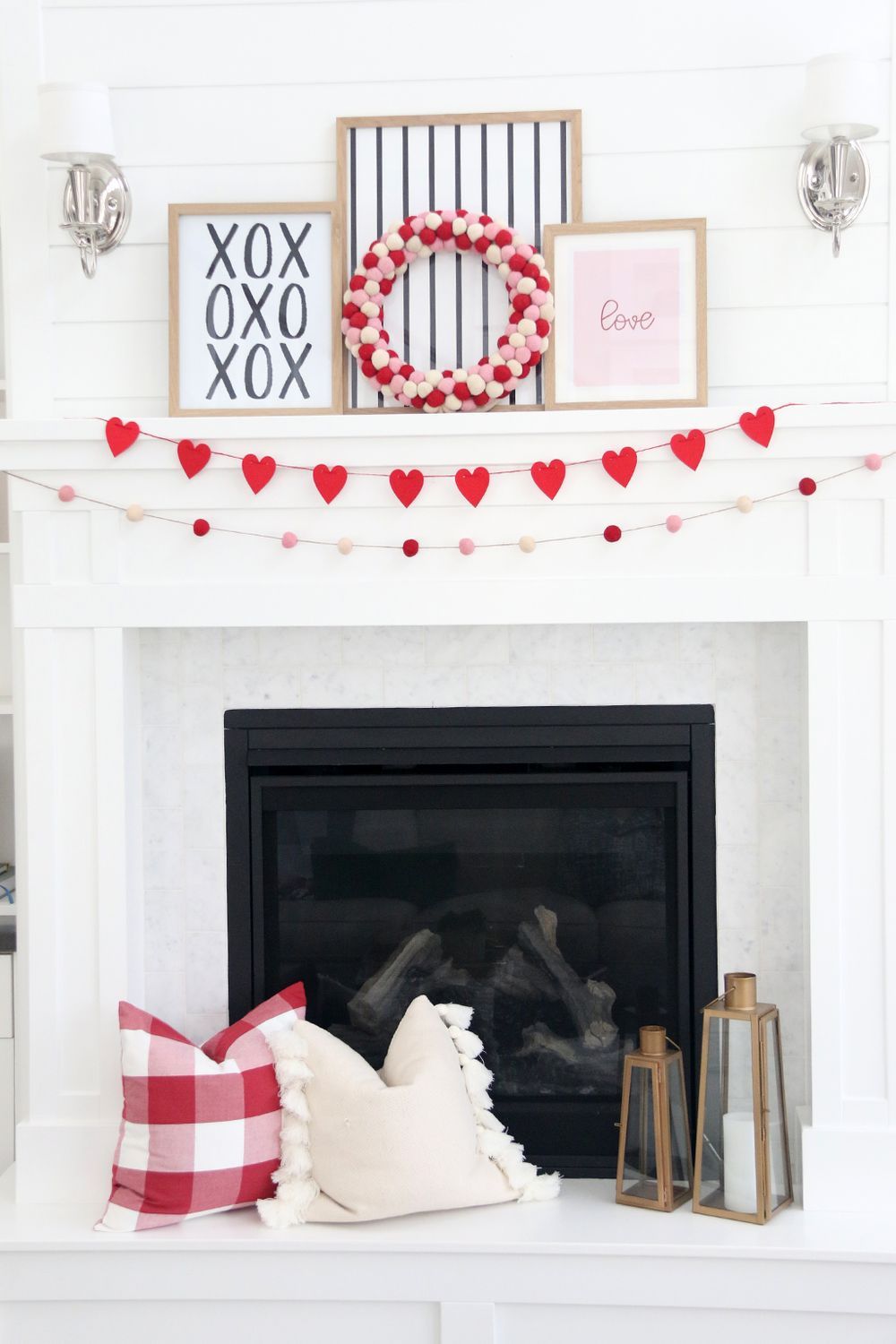 Valentines Day Home Decor Living Room Mantel Garland thecraftingchicks