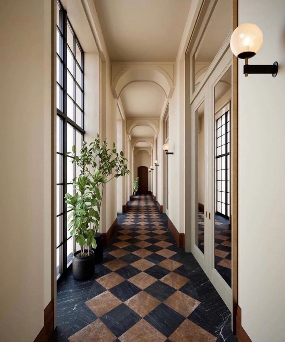 Checkered floors Hallway