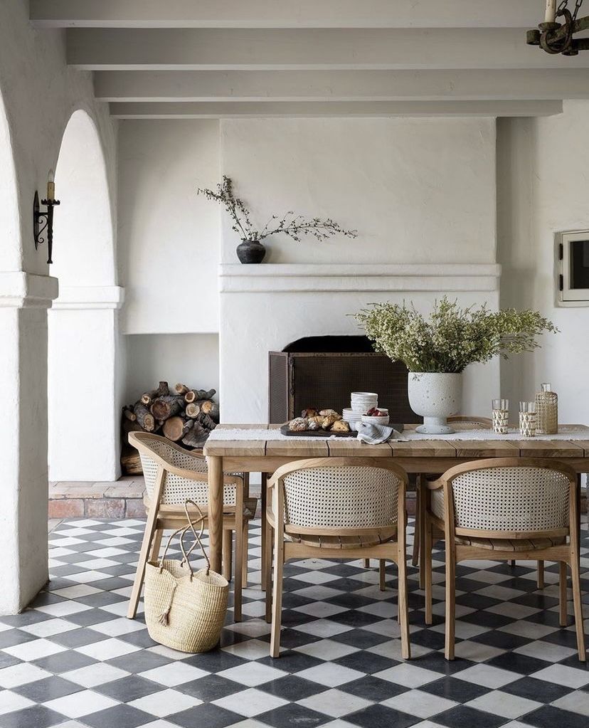Checkered floors dining room @studiomcgee