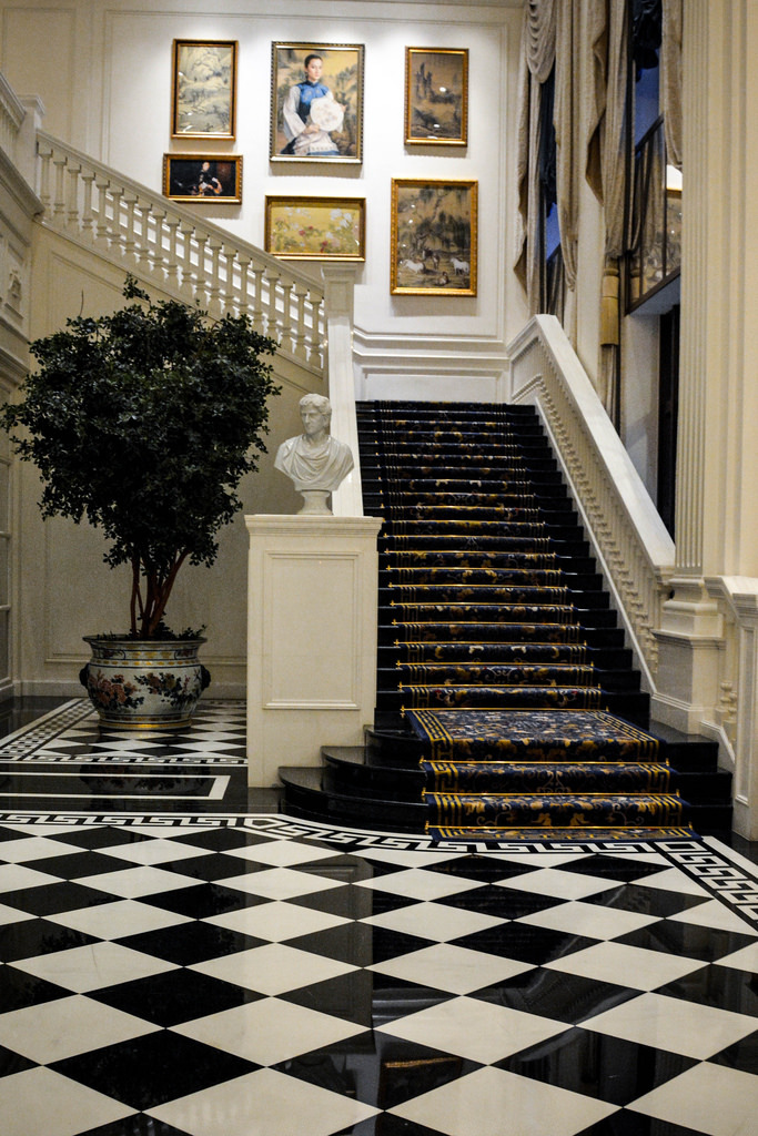 Checkered floors entryway House Beautiful