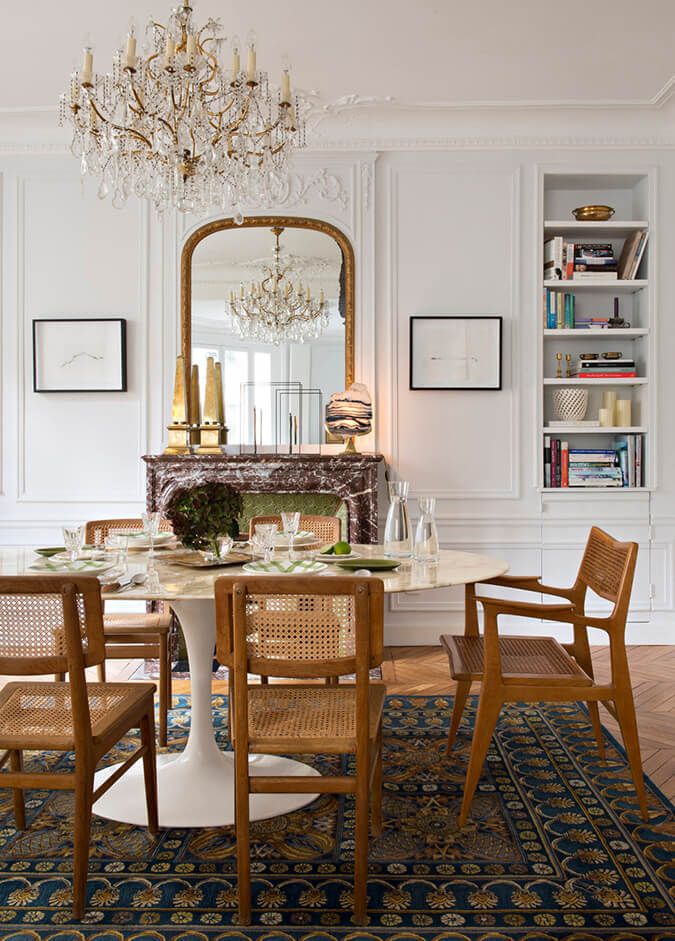 Eero Saarinen Dining Table Parisian Dining Room via Emilie Bonaventure