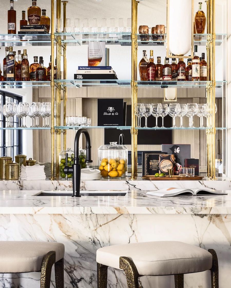 Home bar ideas open glass shelving mccroskeyinteriors