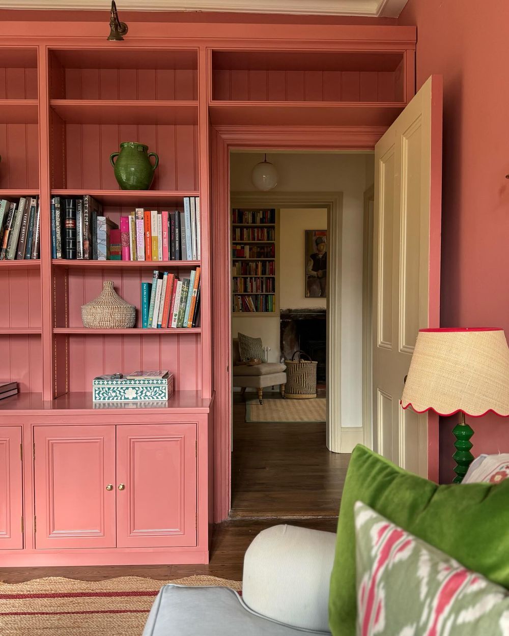 Paint and style a living room bookcase ideas Fruit Fool farrowball sourced_by_holly