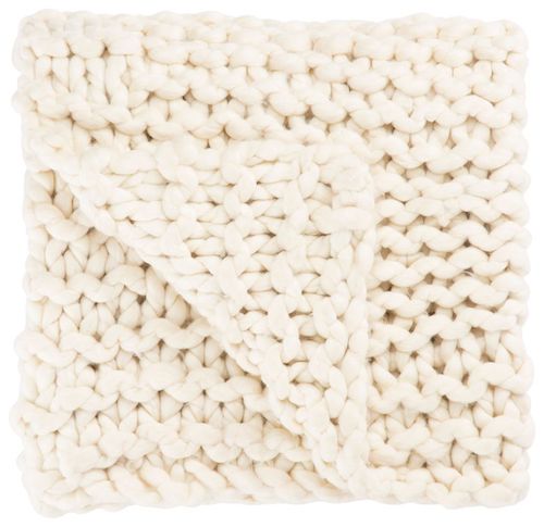Burke Knit Aya Ivory Solid Throw Blanket