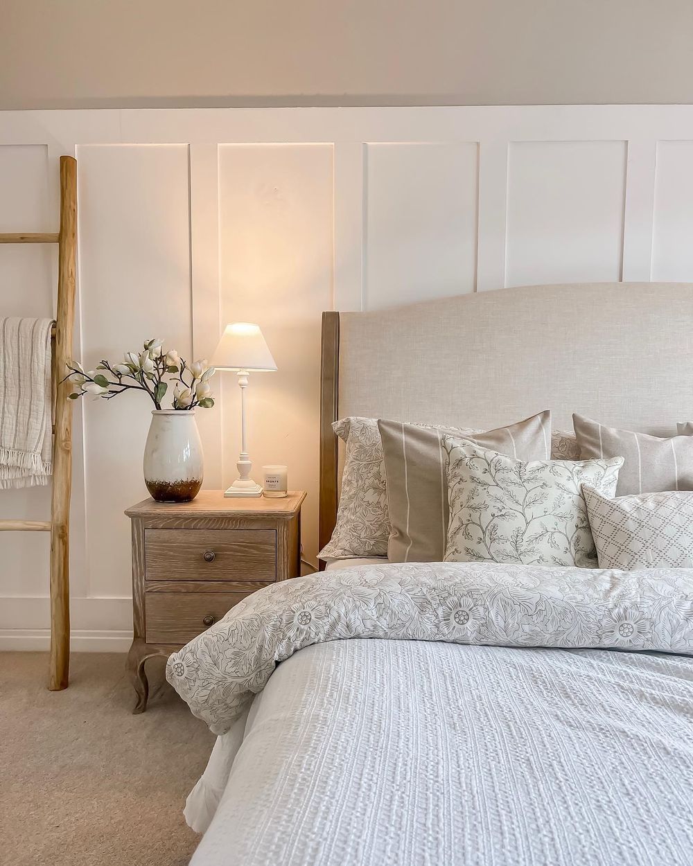 Beige bedrooms Modern Farmhouse style theblossomshome