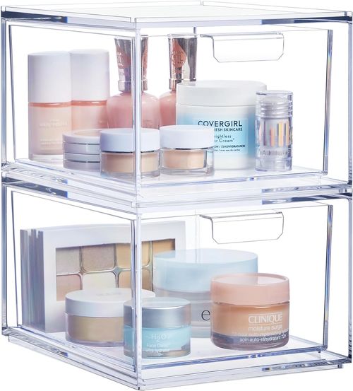 Home organization products Plastic Stackable Organizer Bins with Drawers