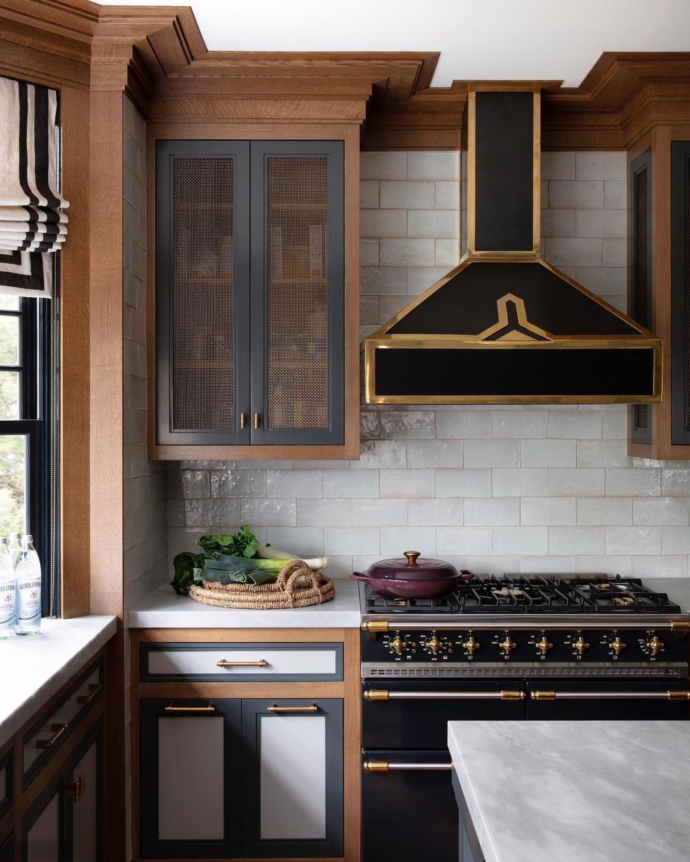 Traditional kitchen black cabinets ninafarmerinteriors