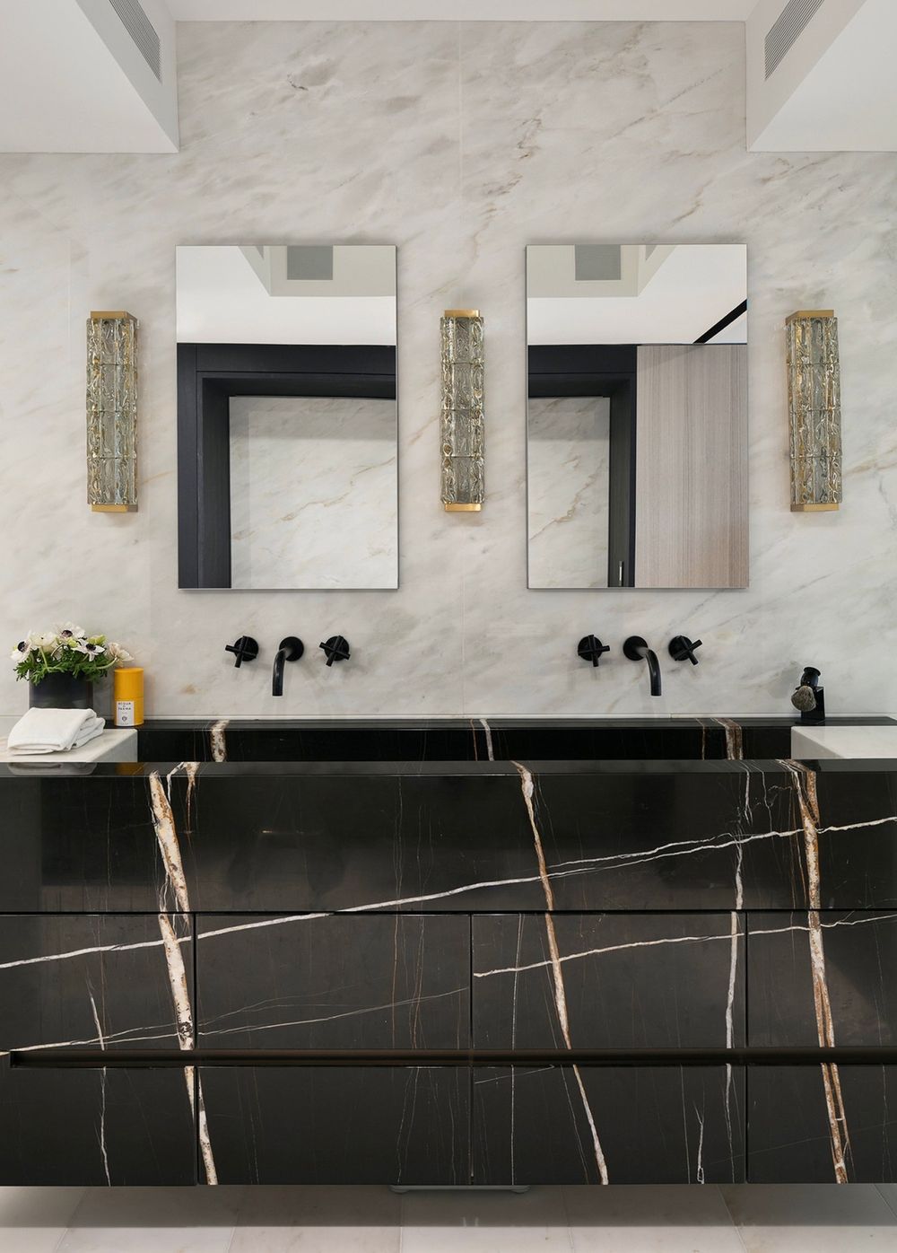 Black bathroom vanities double modern marble @workshopapd