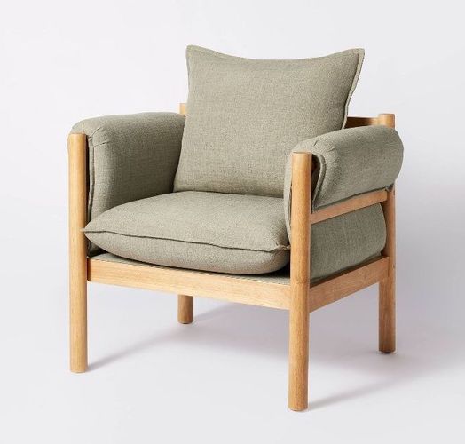 Arbon Wood Dowel Accent Chair with Cushion Arms Threshold Studio McGee
