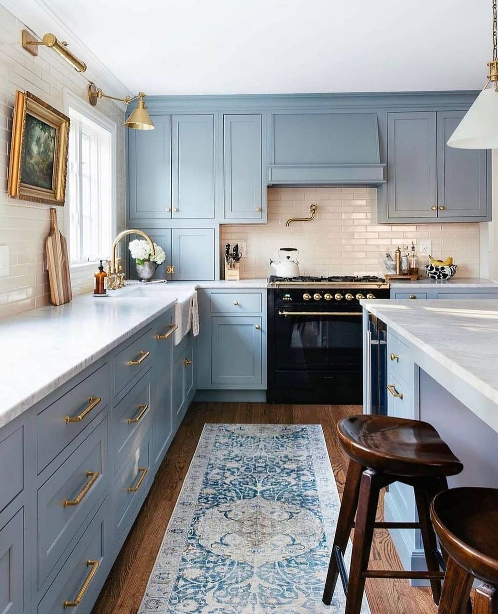 Blue Kitchen Cabinets via @erinkestenbaum