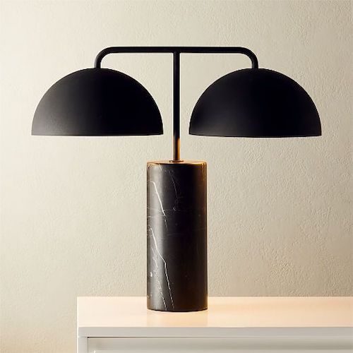 CB2 domes-black-marble-table-lamp