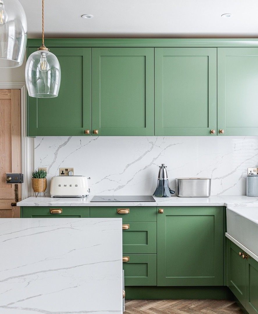 Popular kitchen cabinet colors - Green kitchen cabinets planetfurnitureltd