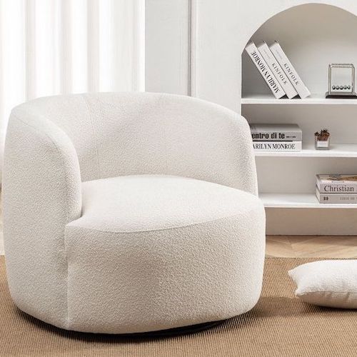 Wayfair Arijit Wide+Boucle+Upholstered+Swivel+Armchair