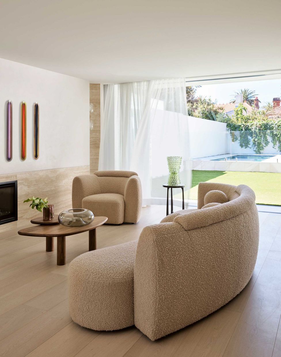 Australian Interior Designers Curved sofa living room ninamayainteriors