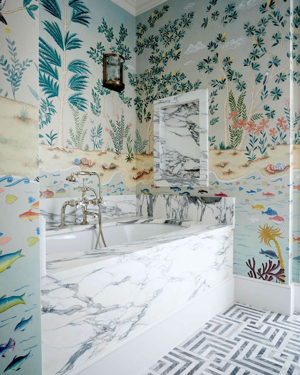 Bathroom wallpaper ideas De Gournay Tropical Beach naomiastleyclarke