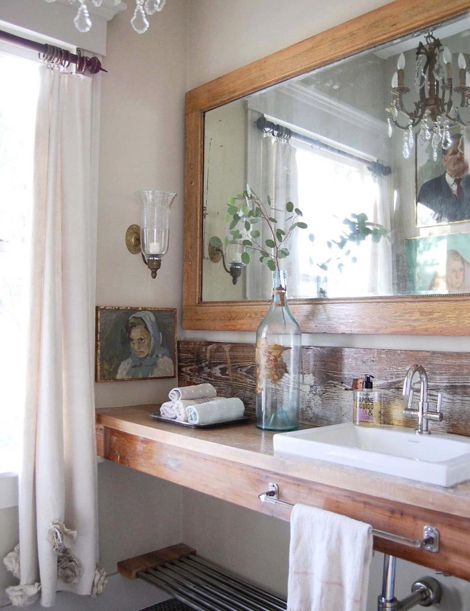 Country home bathroom design Rustic Wood Vanity and Mirror @oldsilvershed
