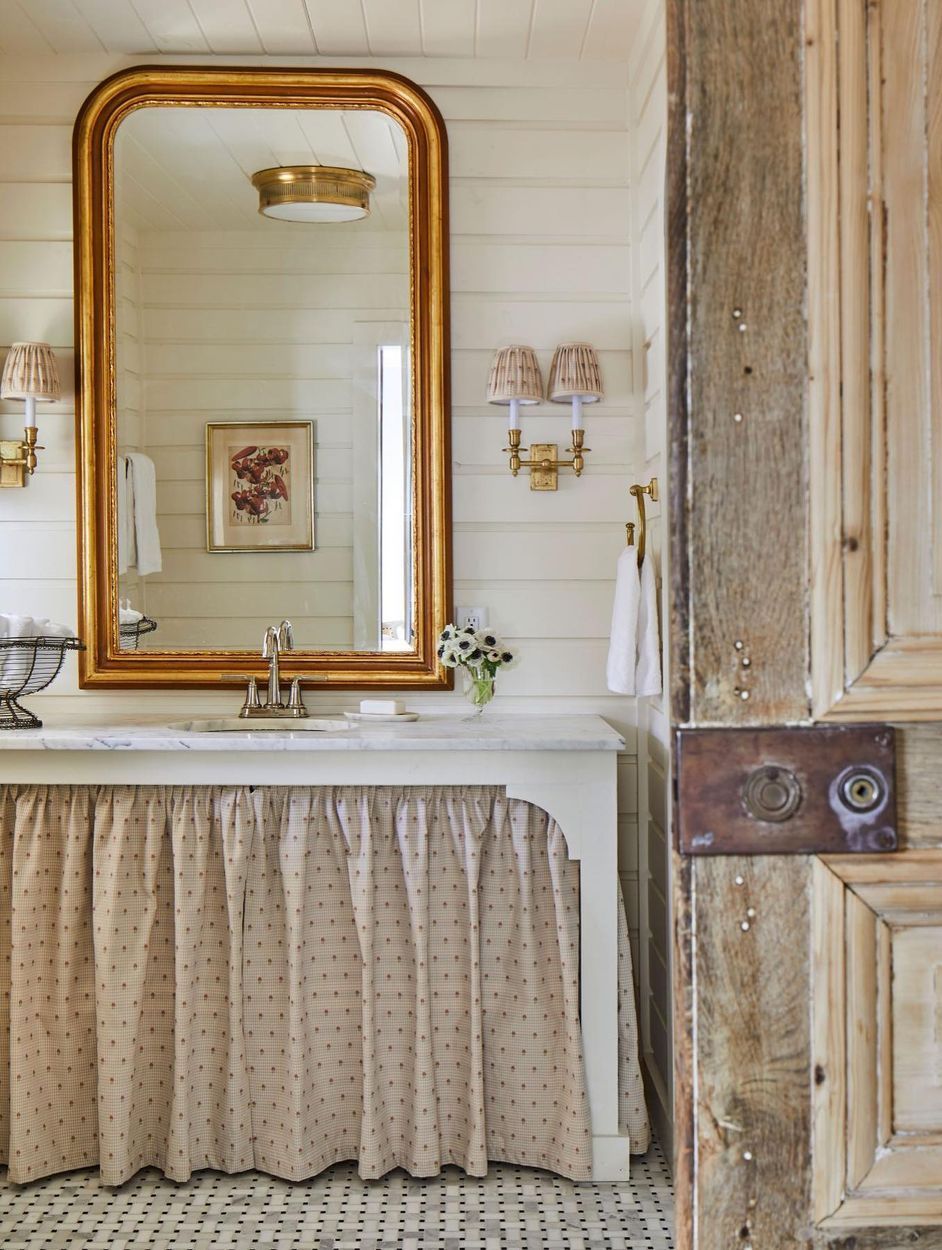 Country home bathroom design Skirted Sink whitneymcgregor