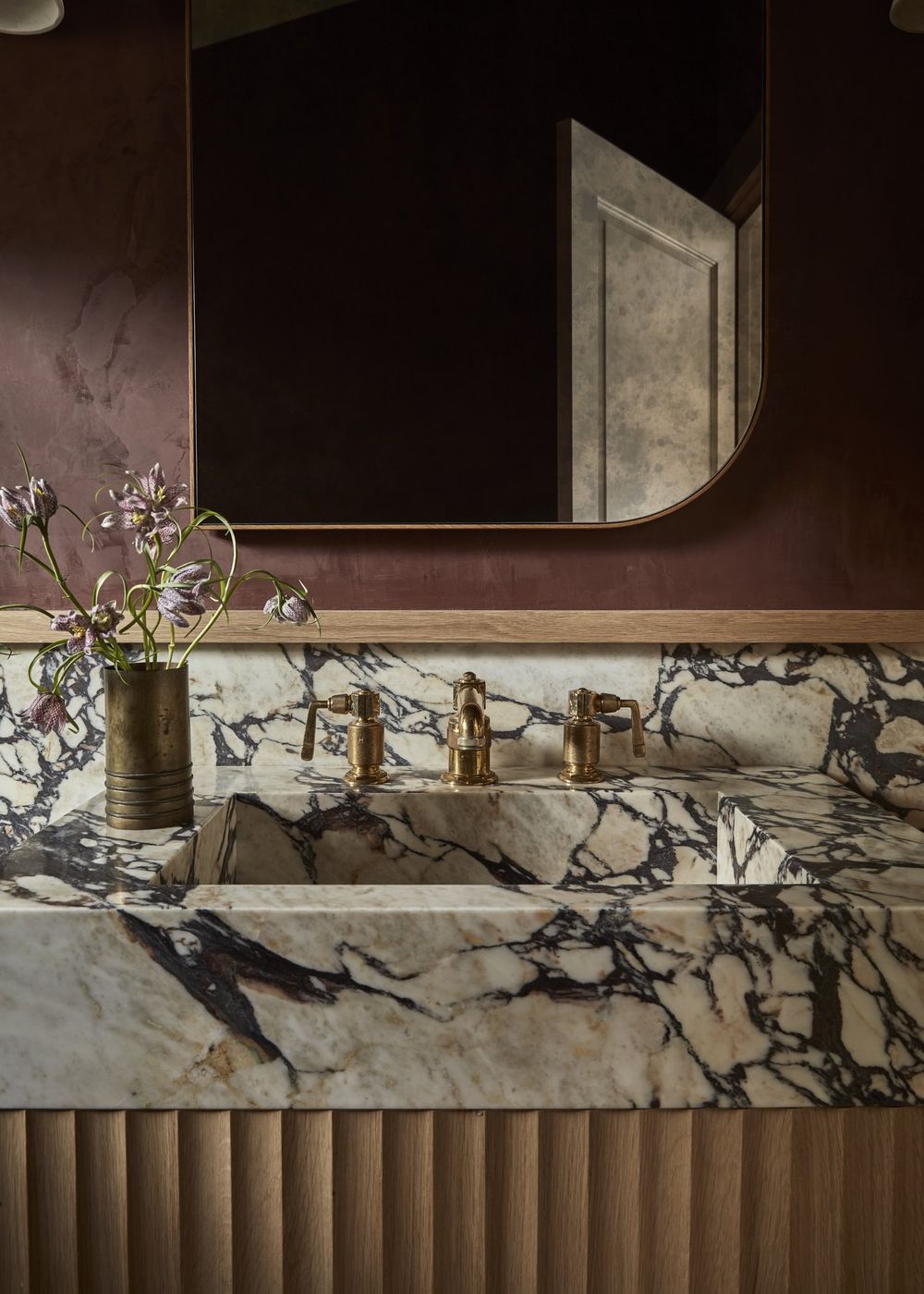 Marble bathroom countertops eggplant wall paint laurennelsondesign