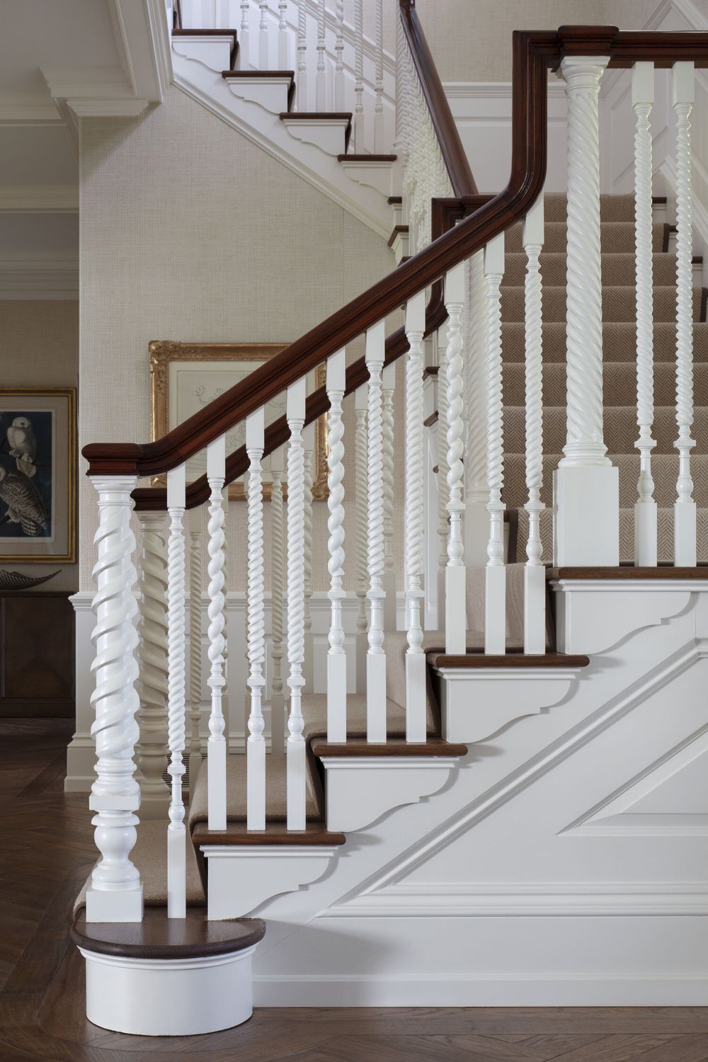 Traditional staircase bannister hiltonarchitects