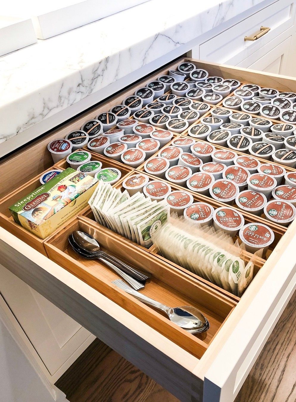 Coffee station organization drawer
