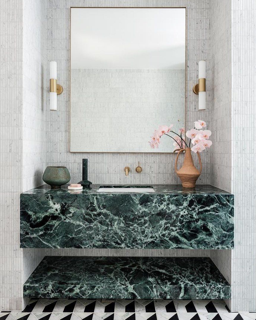 Green marble bathroom vanity 