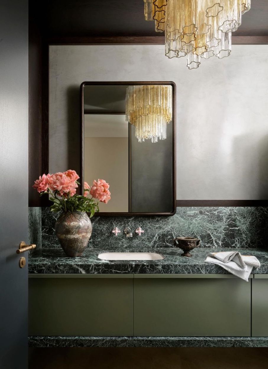 Green marble bathroom vanity
