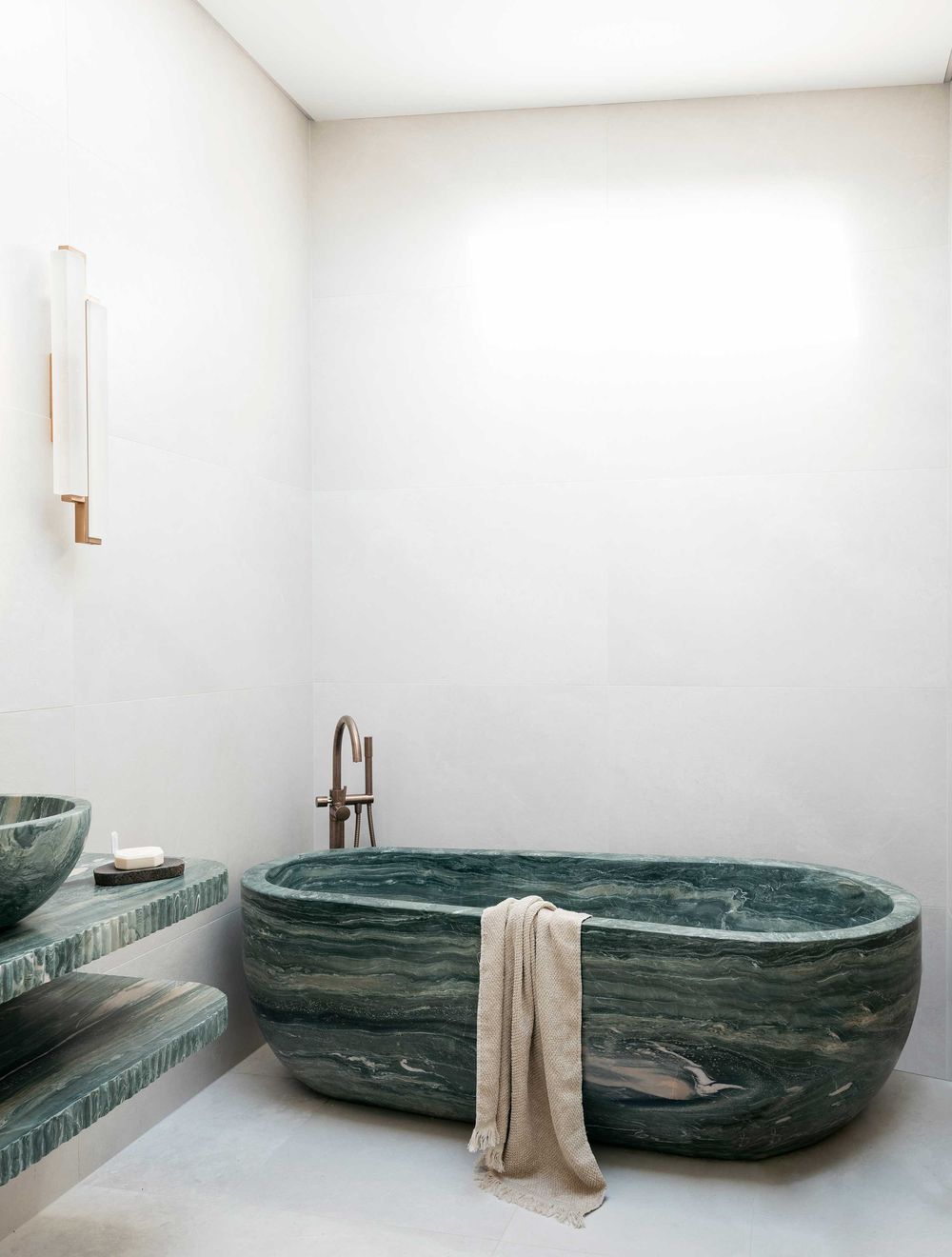 Green marble bathtub