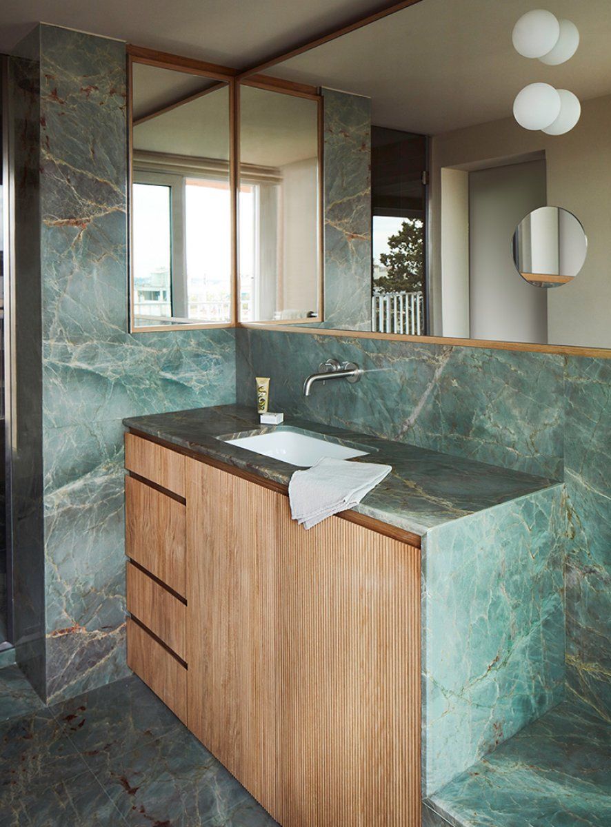 Green marble design bathroom vanity
