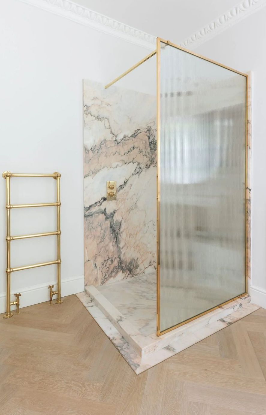 Shower ideas Pink marble wall