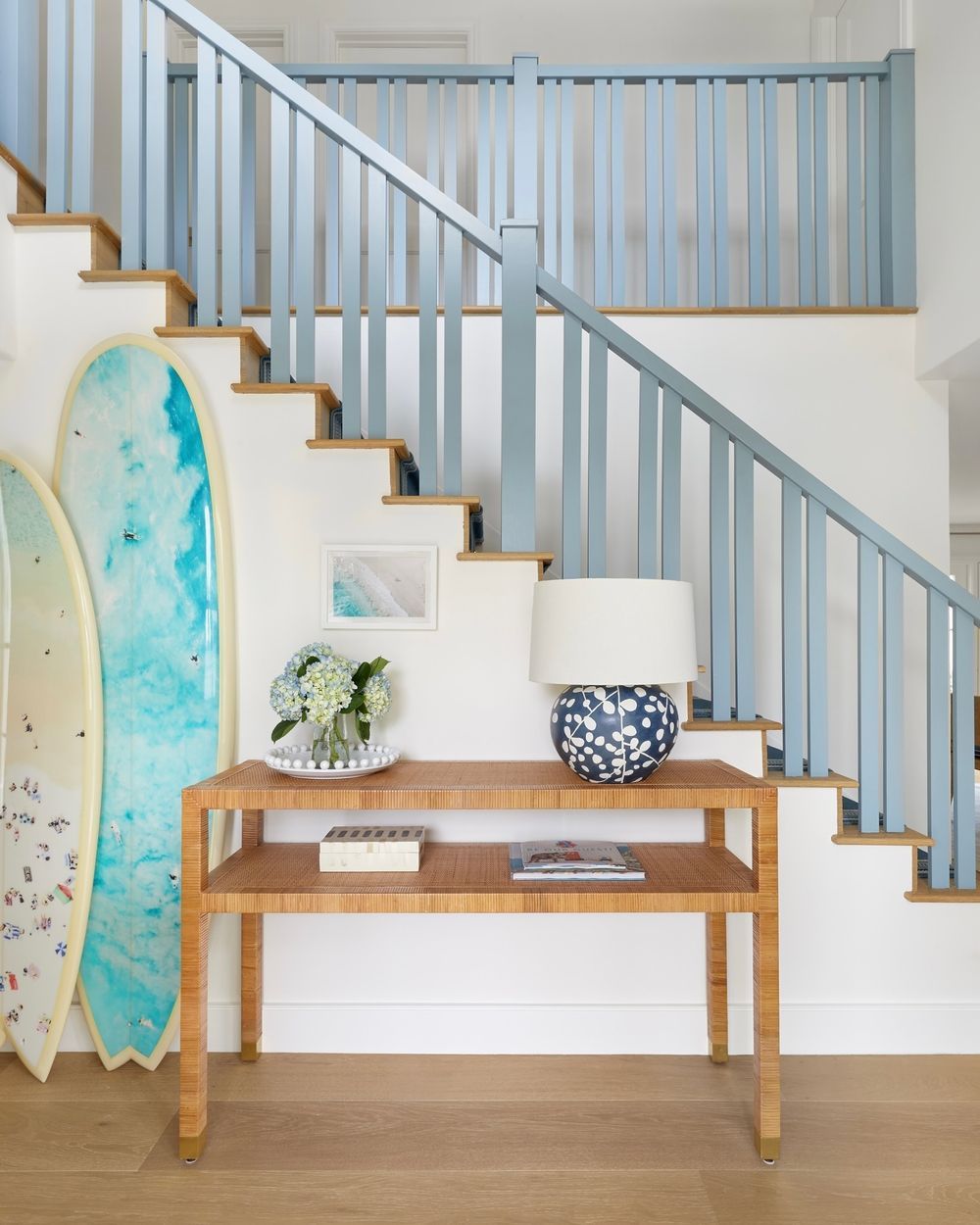 Beach home entryway surf board california 