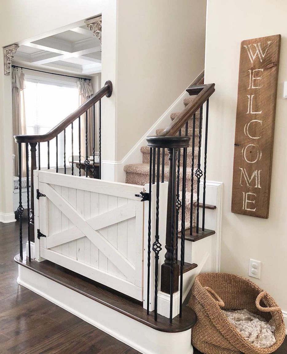 Farmhouse Staircase Baby Gate Idea