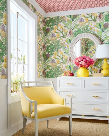 Tropical wallpaper ideas yellow and green