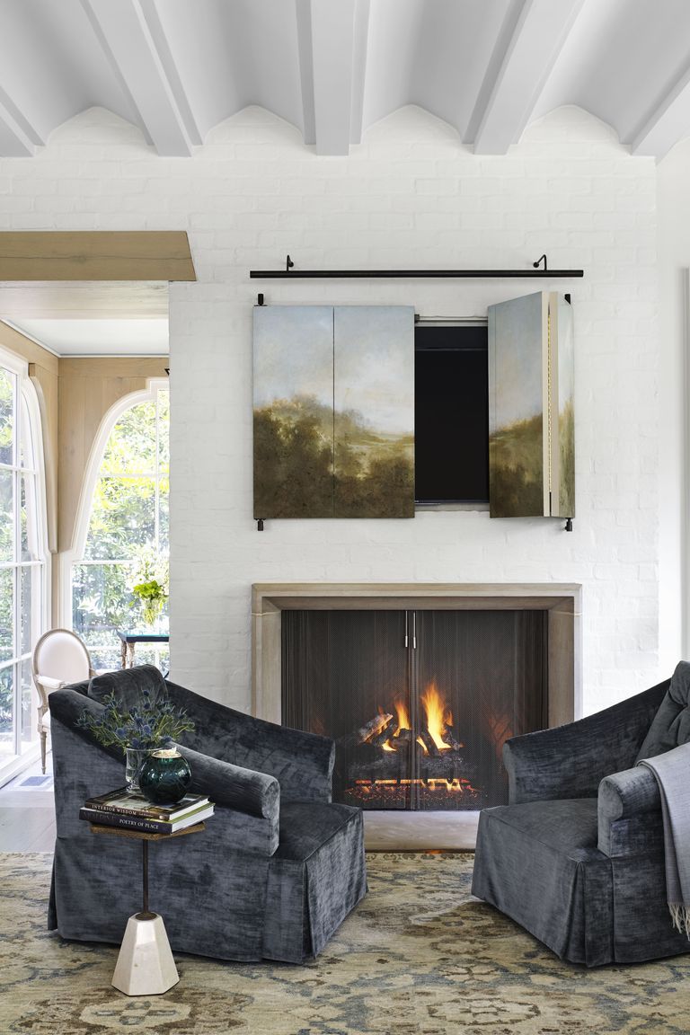 Hide TV ideas bifold-panel painting via annie schlechter