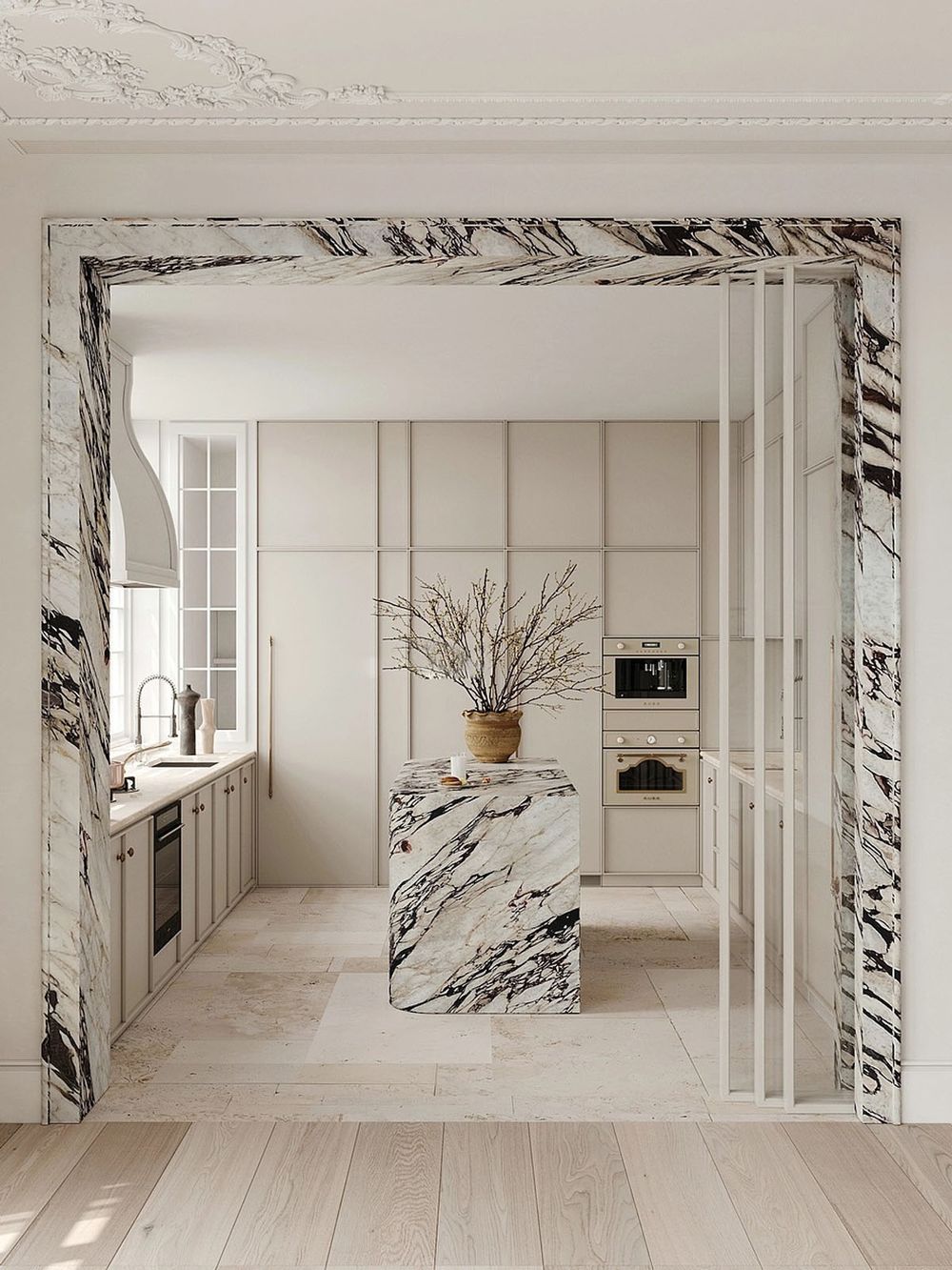 Marble doorway trim 