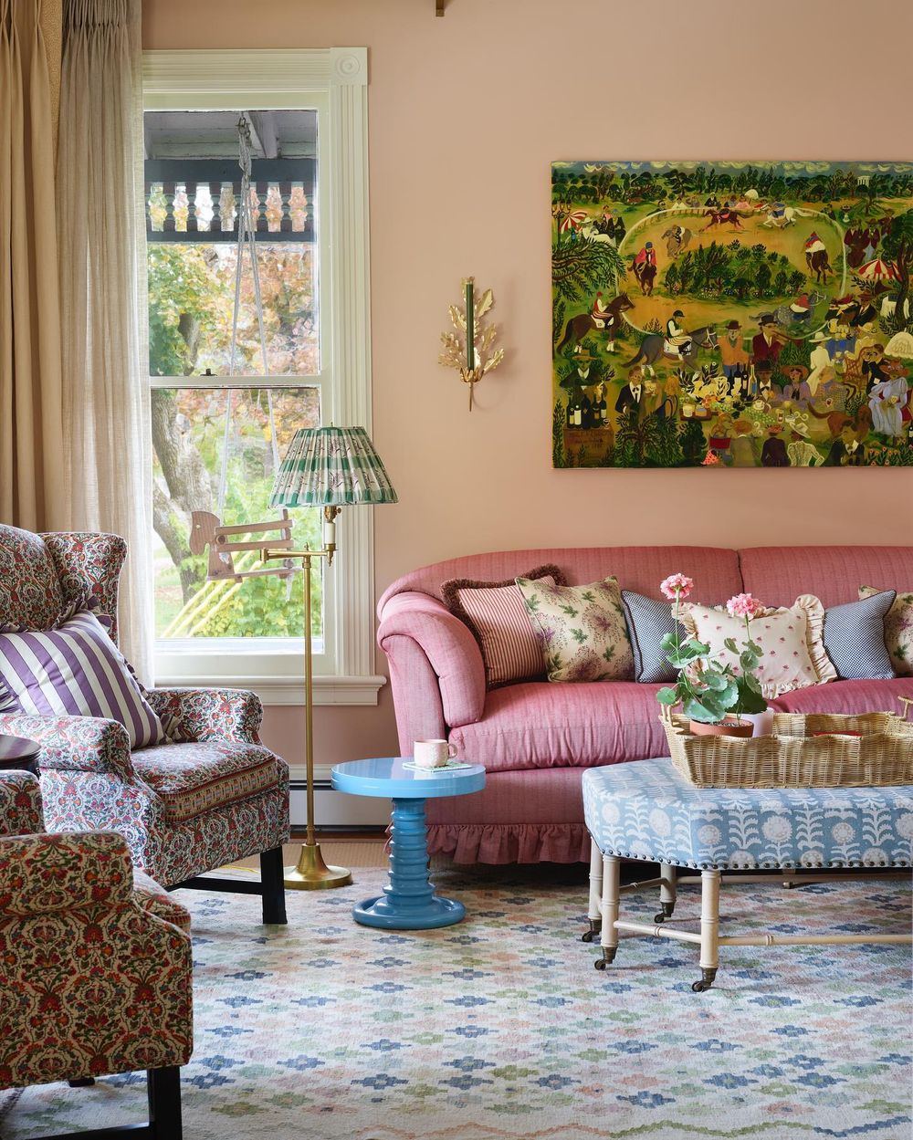 Pink living room ideas sofa walls sarahbrowninteriors