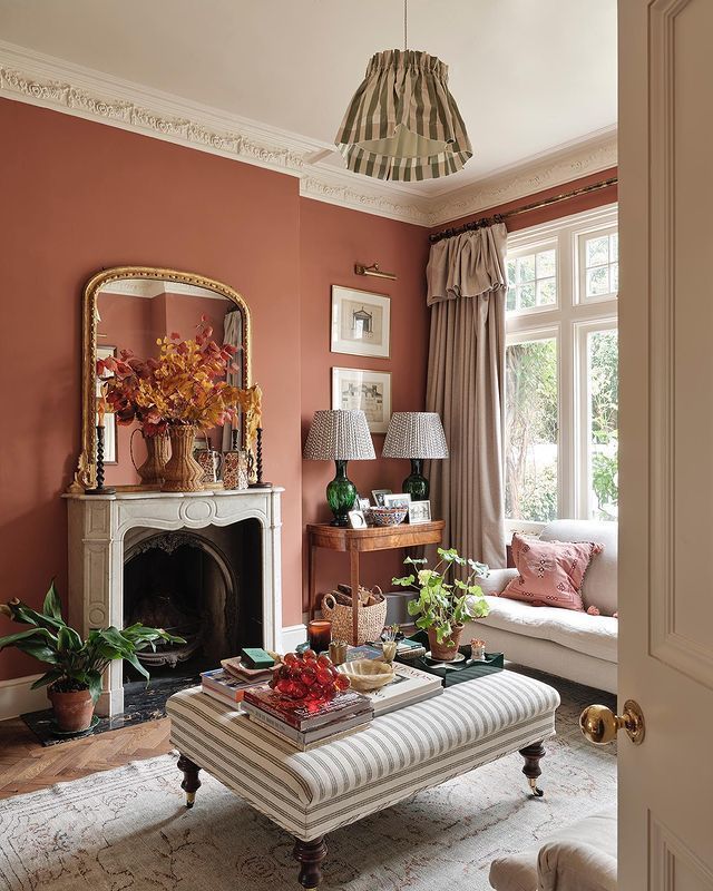 Pink living room walls english country louiseroehome