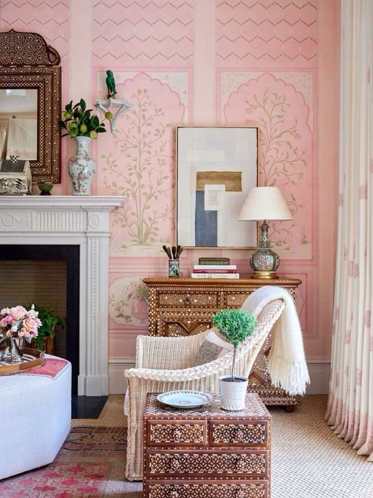 Pink living room walls indian cathykincaidinteriors