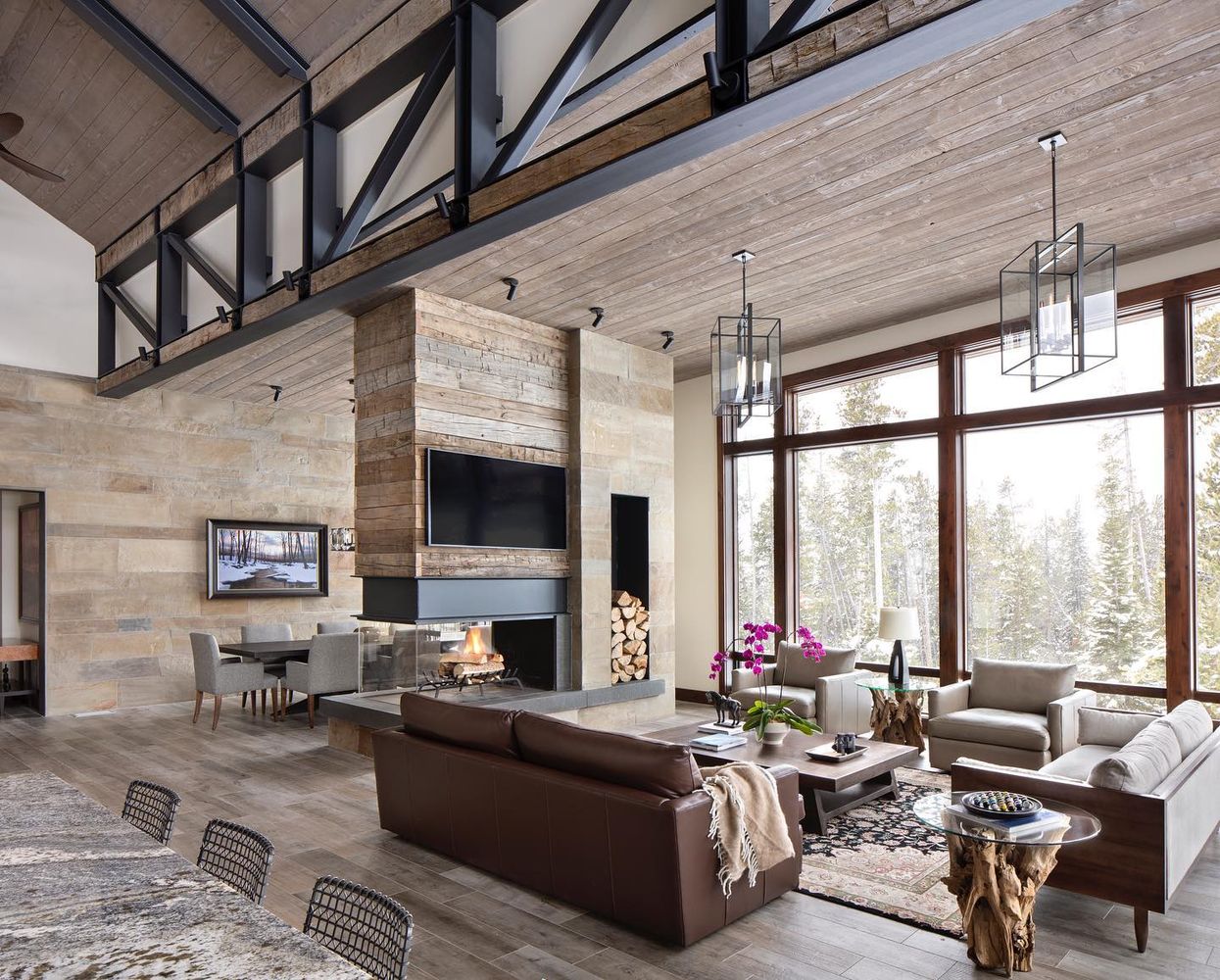 Ski Chalet Living Room ideas tetonheritagebuilders