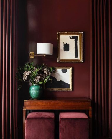 Burgundy interior design @marieflaniganinteriors