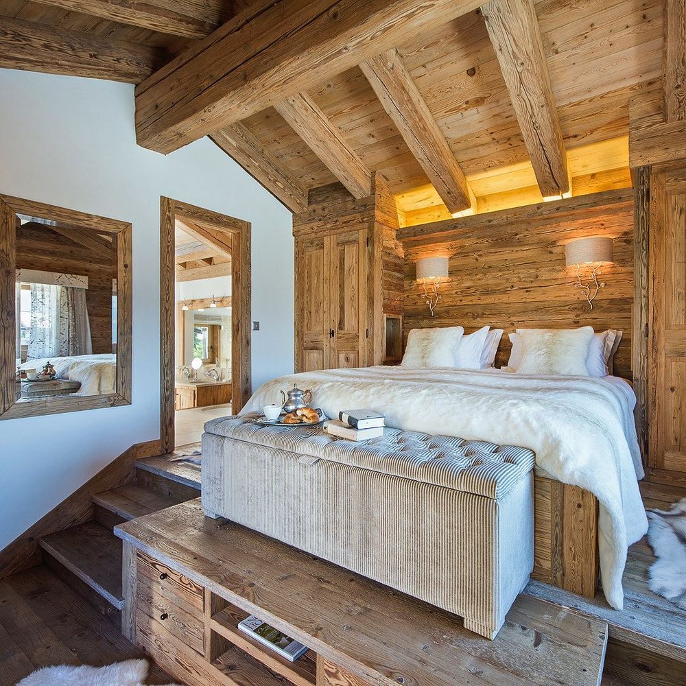 Ski Chalet Bedroom Sheepskin Bedding 